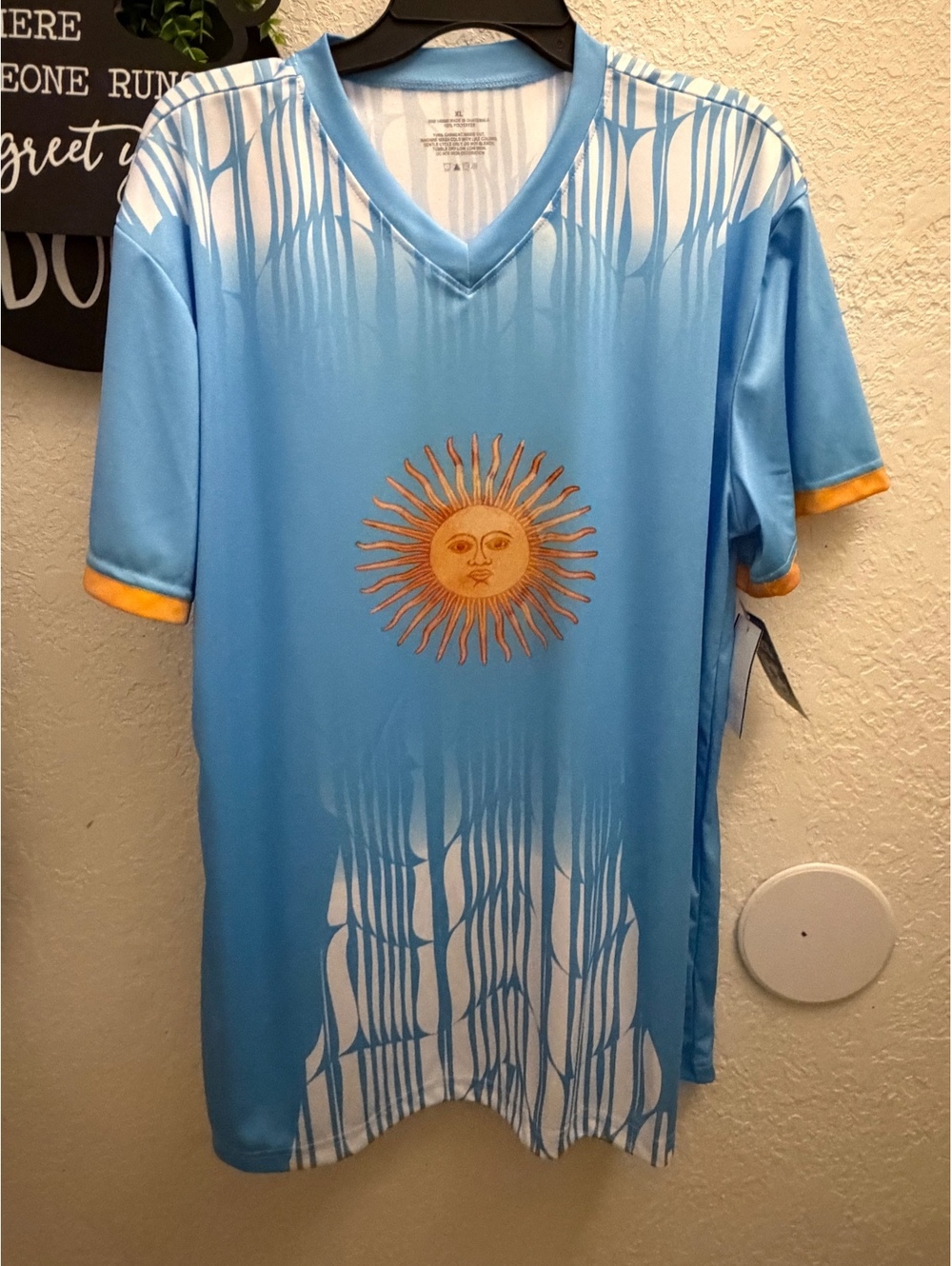 NWT Argentina 2026 Soccer Jersey Blue White Sun Graphic Men’s XL